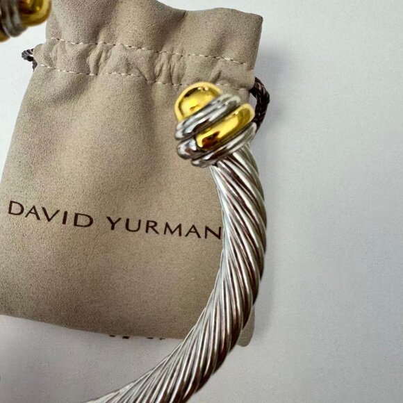 David Yurman 7mm Cable Classics Bracelet Gold Dome with 14K Yellow Gold - Picture 5 of 6